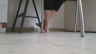 Bare Feet Under the Desk, Unaware and Exposed