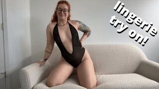 sheer, strappy, and crotchless lingerie try on - HD