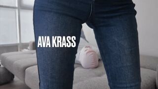 I sit on his face in street jeans (Jeans sitting , Facesitting, sadistic, humiliation, worship)