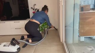 Miss Cookie is vacuuming the corners and edges