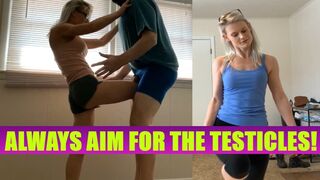 Ballbusting Women's self defense instructions! Always aim for the testicles!