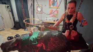 mummification medical play drinking spit and pee from the nurse and some foot domination