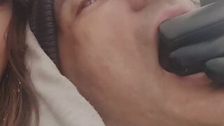 Goddess Victoria chasing Prince, catching him, gaging him WINTER OUTDOOR EDITION