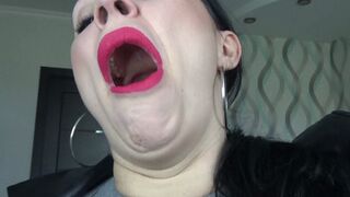 open mouth and yawns m