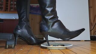 Pointy chaps Boots under desk