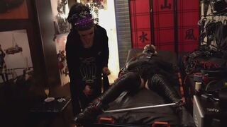 Captivating Afternoon with Mistress Morgana â€“ Bolero Straitjacket, Spreader Bar, Stuffed & Tape-Gagged with Face Mask