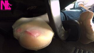 Pedal pump in nude pantyhose and footjob to pedals