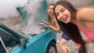 The girls find a VAZ and rev it until it boils 4K