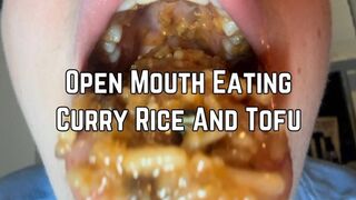 Open Mouth Eating Curry Rice And Tofu 4k HD | Messy Eating | Mukbang | Mouth Fetish | Mouth Sounds | Eating Food