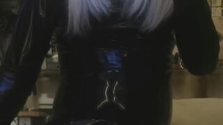 Smoking 2 cigs in a holder mistress