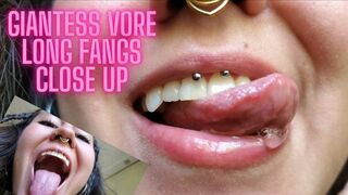 Big woman with fangs eat you! Throat sounds close up