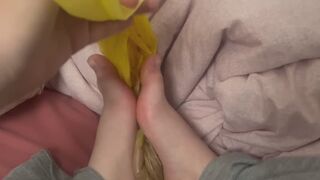 Cute girl throws up into bag then plays with bag of vomit with her feet (+ bonus throw up clip!)