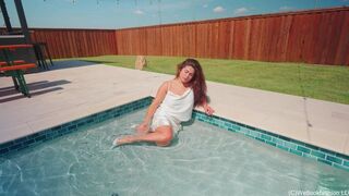 Yesenia Takes a Dip in White Satin