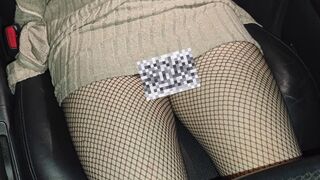 Sarah - Car Trouble in Fishnet Stockings - Hot Upskirt View