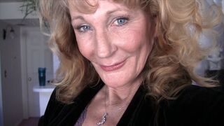 Maggie Granny w DD Tits Strips & Rubs Tits & Pussy in Selfie