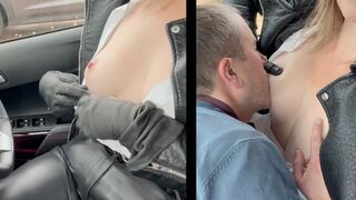 Step Mommy Weirdest fantasy, Driving in full Leather and high heels & Feeding her Greedy Boy in a Carpark