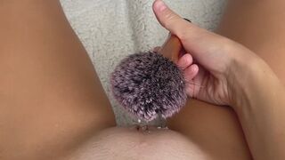 2 makeup brushed DEEP in my pussy