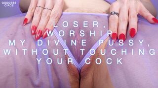 LOSER, WORSHIP MY DIVINE PUSSY, WITHOUT TOUCHING YOUR COCK