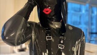 Rubbermissy double latex layer gagged as Rubberdoll and fucked from behind by gasmasked dom