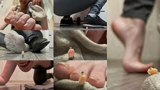 Giantess Sweaty Fitness Punishment - Tiny Intruder Tormented by Stinky Dirty Sock & Feet