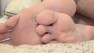 Long toenails, foot massage and rub