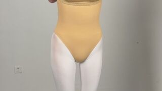 White silk gymnastics suit with rope decoration