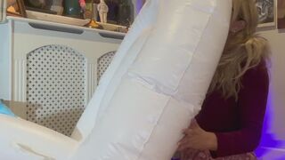 Milfy loner mouth Inflates and plays with giant vinyl-pvc unicorn