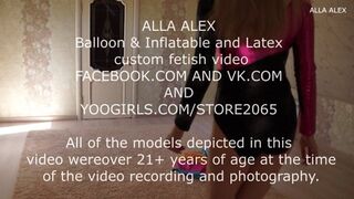 Alla inflates a large 122 cm beach ball with her mouth