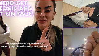 College Nerd got Wedgie and Foot Smother on face - Lytta Blond and Mia - FOOT WORSHIP - FOOT SMELLING - FEMDOM - FOOT DOMINATION - WEDGIE - FEMALE DOMINATION - SOLES - SMOTHER - copy