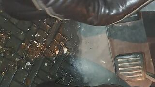 Brown Pointy Leather Boots Pedal Pump