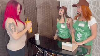Barista Bellybutton Worship - Dakota Quinn & Sunnie Soliel HIDEF MOV