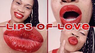 Lips Of Love- Ebony Femdom Goddess Rosie Reed Sensual Red Lipstick Mouth Worship- standard definition
