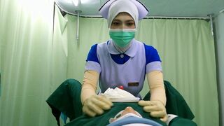 Intern Nurse Student Practices Male Genital Cleaning & Milking