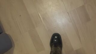Trying on my new leather boots before I ruin them