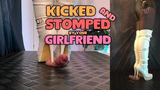 Kicked and Stomped by Your Girlfriend in OTK White High Heels Boots (Slave Double Version) - TamyStarly - Cock Balls Crush Trample, Shoejob, Bootjob, CBT, Ballbusting, Trampling, Stomping