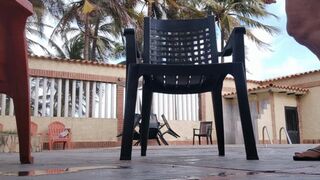 Enjoying the beach in a swimsuit and with my big legs crossed (1)