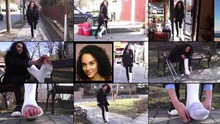 Rita Term SLWC Crutching to the Store and Warming Her Casted Toes (in HD 1920X1080)