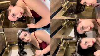 Hair Washing In The Kitchen Sink