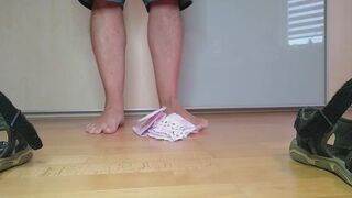 Crushing paper with my beautiful big feet