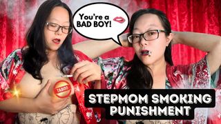 Smoking Asian MILF Domme JOI: Punishing Stepson for Stealing Cigarettes + Blow Smoke in Face