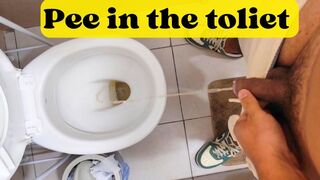 Desperate man peeing