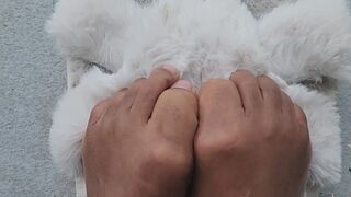 Fluffy Slippers feet, Feet in Nature, toes, Wrinkled bottoms