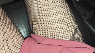 Sarah - Struggling in Sexy Skull Stockings & a Pink Hoodie - Lap View