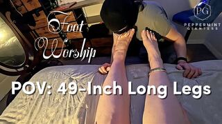 49-Inch Long Legs POV: Pathetic Footboy Worships My Giant Size 16 Feet