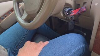 Milah driving and pedal pumping on flat shoes with her wet barefoot