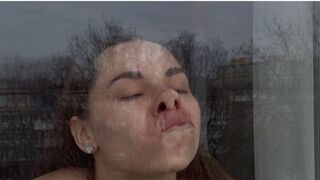 Slide and squish face, nose, lips against the glass (custom video)