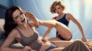 Two Women Relentless Face Kicking & Stomping 50+ Hard Impacts Lesbian Domination