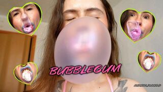 Bratty Angelic bubble Gum chewing popping and spitting
