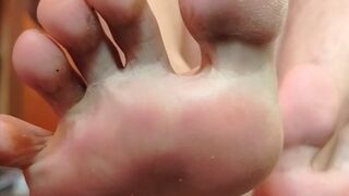 Slow Sock Removal at Home – Bare Soles Close Up Foot Presentation