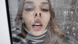 Smushing nose against window